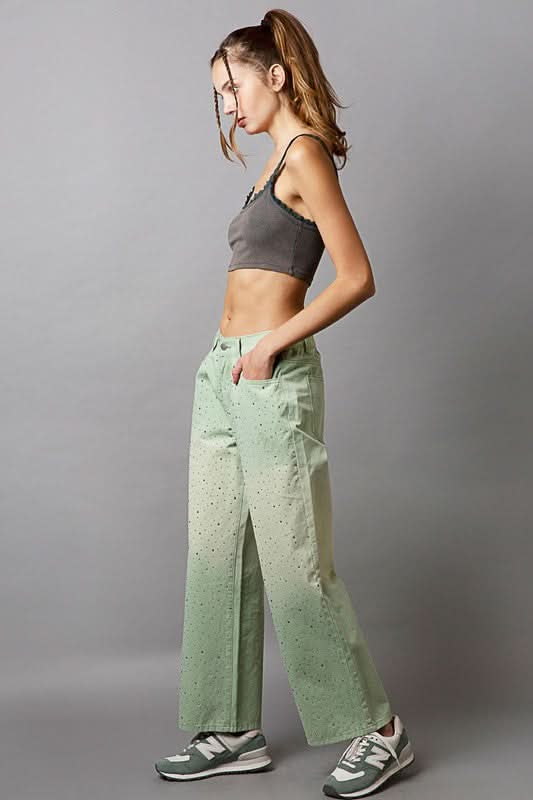 POL Embellishments Gradient Wide Leg Pants - Sleekdenim.com