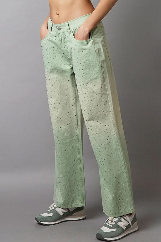 POL Embellishments Gradient Wide Leg Pants - Sleekdenim.com