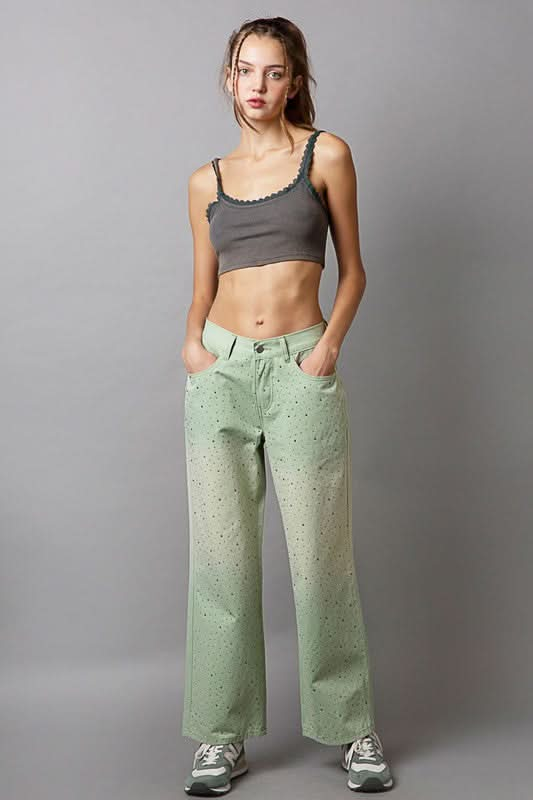 POL Embellishments Gradient Wide Leg Pants - Sleekdenim.com