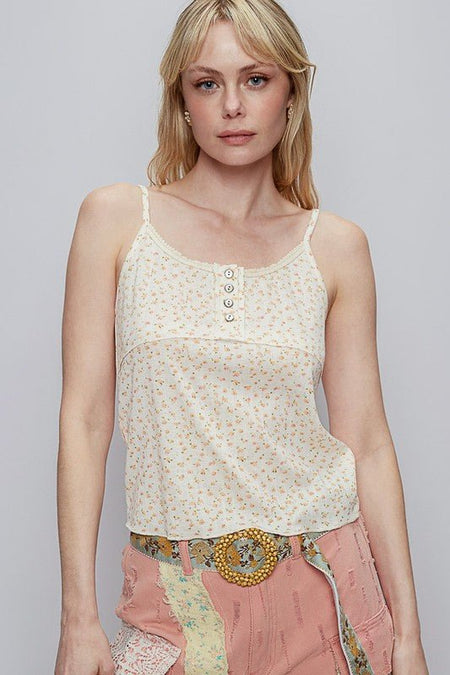 POL Floral Scoop Neck Adjustable Strap Cami - Sleekdenim.com