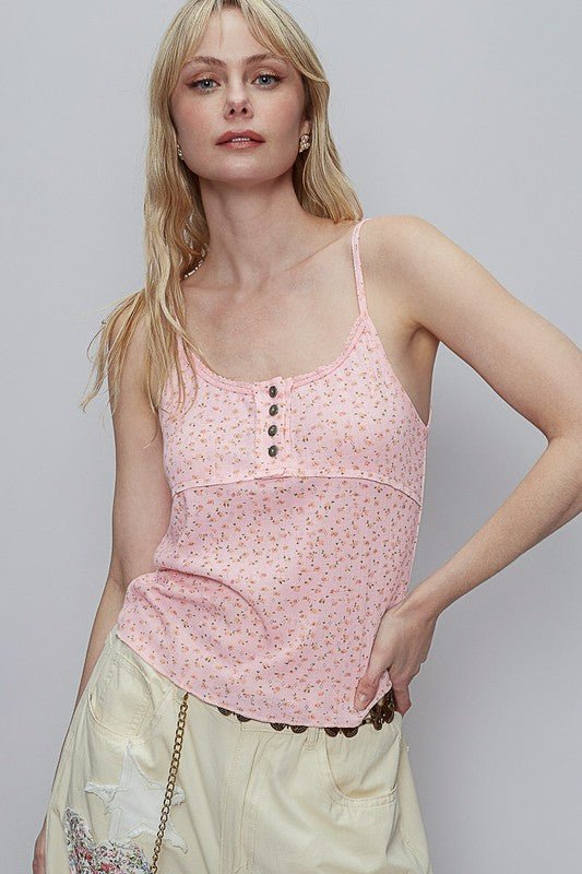 POL Floral Scoop Neck Adjustable Strap Cami - Sleekdenim.com