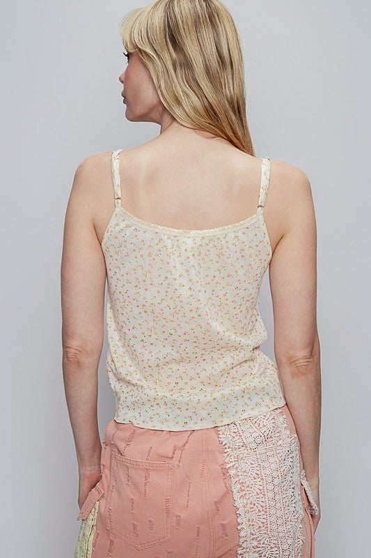 POL Floral Scoop Neck Adjustable Strap Cami - Sleekdenim.com