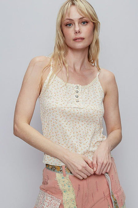 POL Floral Scoop Neck Adjustable Strap Cami - Sleekdenim.com