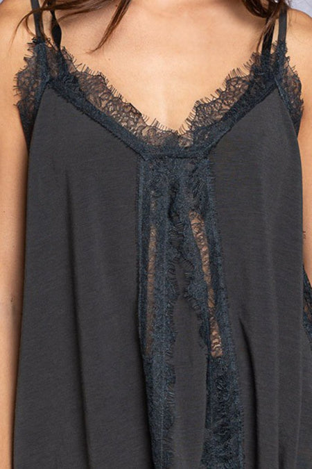 POL Lace Detail V - Neck Cami - Sleekdenim.com