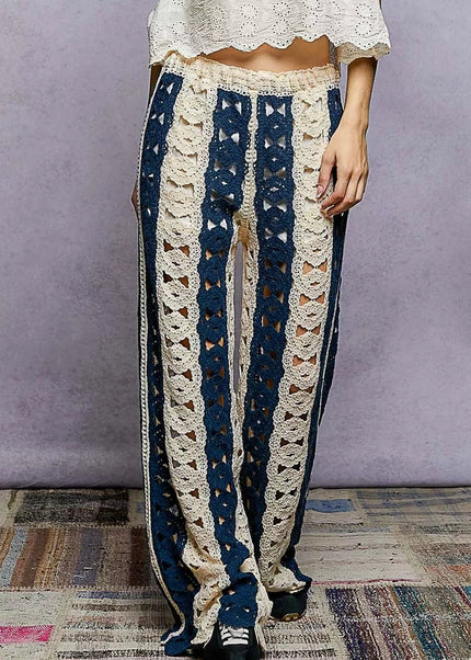 POL Openwork Wide Leg Pants with Stripe Detail - Sleekdenim.com
