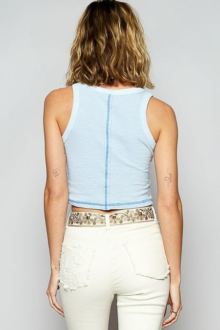 POL Studded Round Neck Cropped Tank - Sleekdenim.com