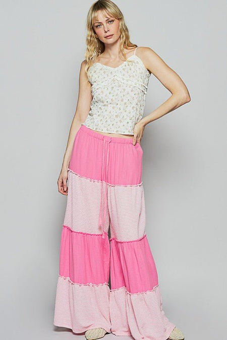 POL Two Tone Drawstring Wide Leg Pants - Sleekdenim.com