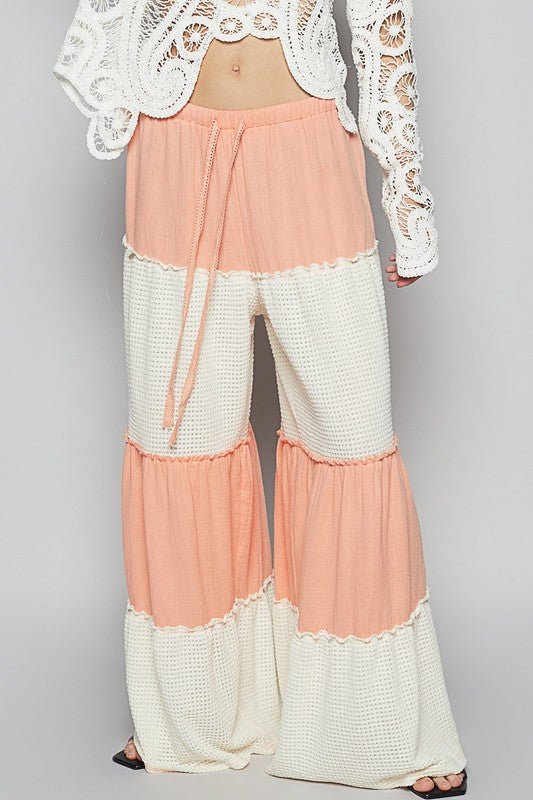 POL Two Tone Drawstring Wide Leg Pants - Sleekdenim.com