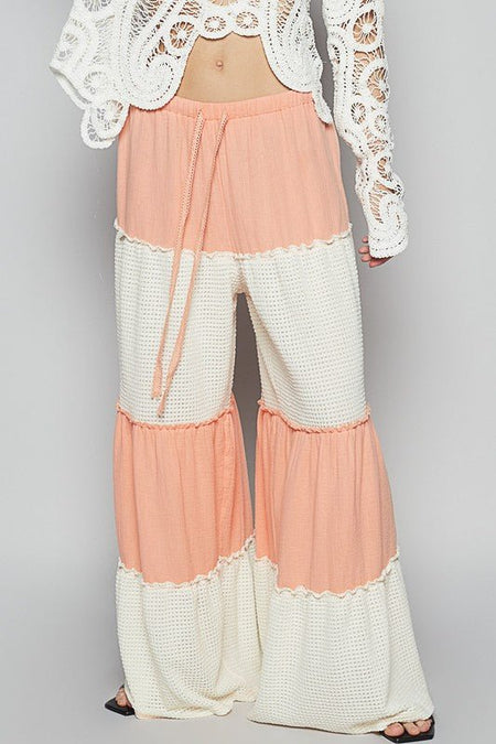 POL Two Tone Drawstring Wide Leg Pants - Sleekdenim.com