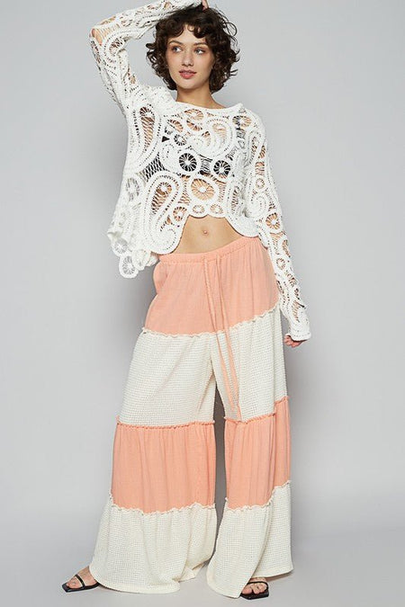 POL Two Tone Drawstring Wide Leg Pants - Sleekdenim.com