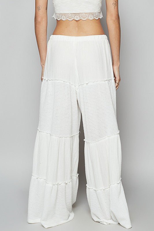 POL Waffle - Knit Drawstring Wide Leg Pants - Sleekdenim.com