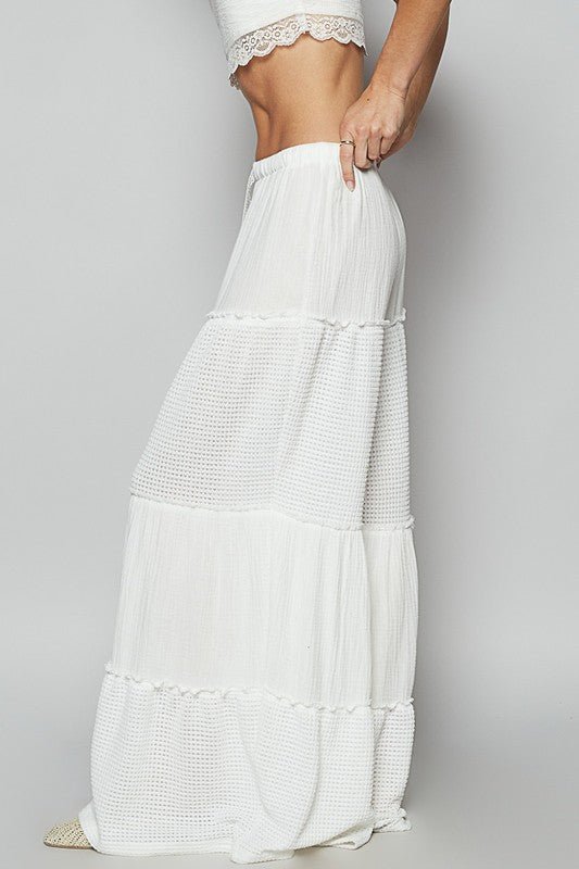 POL Waffle - Knit Drawstring Wide Leg Pants - Sleekdenim.com