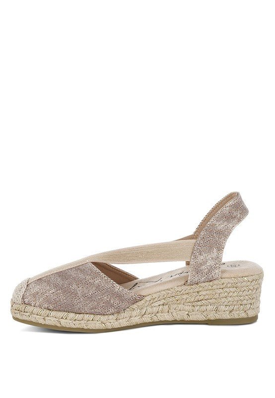 Port Side Metallic Woven Espadrille Wedges - Sleekdenim.com