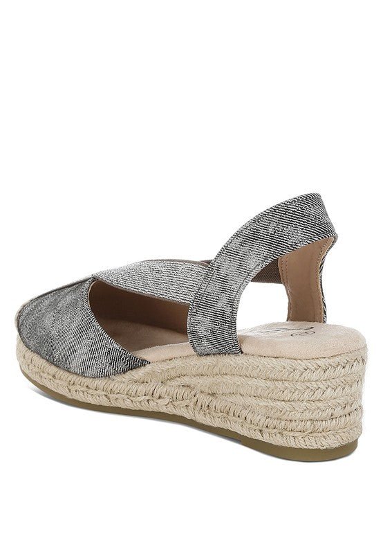 Port Side Metallic Woven Espadrille Wedges - Sleekdenim.com