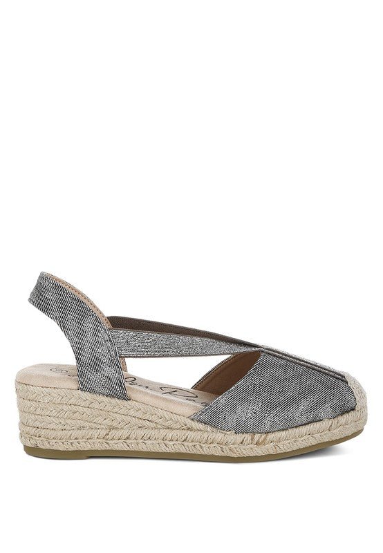 Port Side Metallic Woven Espadrille Wedges - Sleekdenim.com