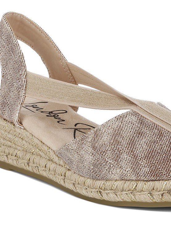 Port Side Metallic Woven Espadrille Wedges - Sleekdenim.com