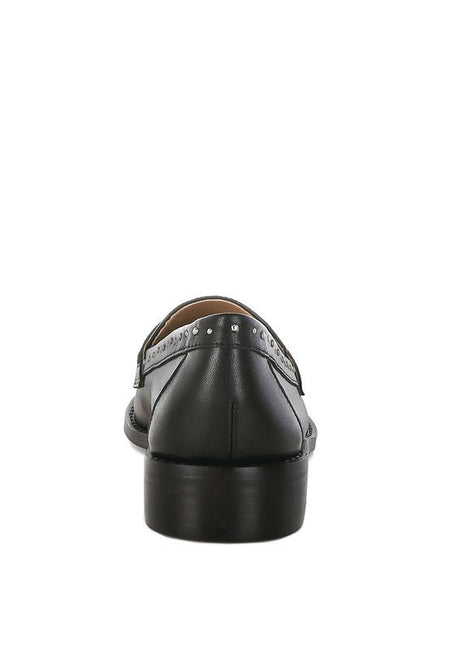 Raisa Stud Embellished Penny Loafers - Sleekdenim.com