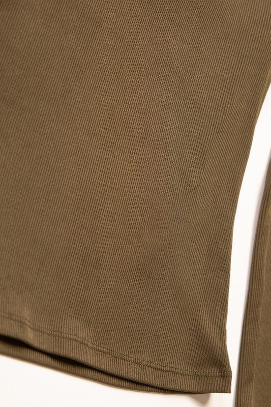 Ribbed Round Neck Long Sleeve Top - Sleekdenim.com