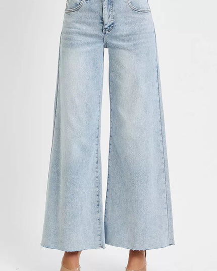 RISEN High Rise Ankle Wide Palazzo Jeans - Sleekdenim.com