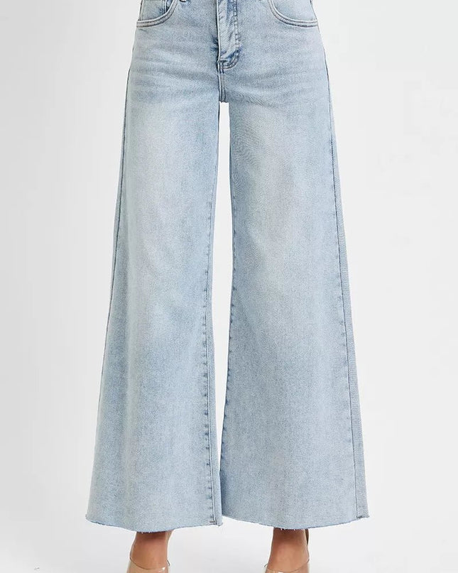 RISEN High Rise Ankle Wide Palazzo Jeans - Sleekdenim.com