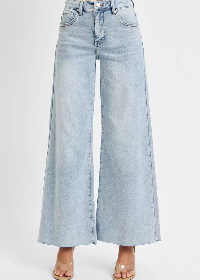 RISEN High Rise Ankle Wide Palazzo Jeans - Sleekdenim.com