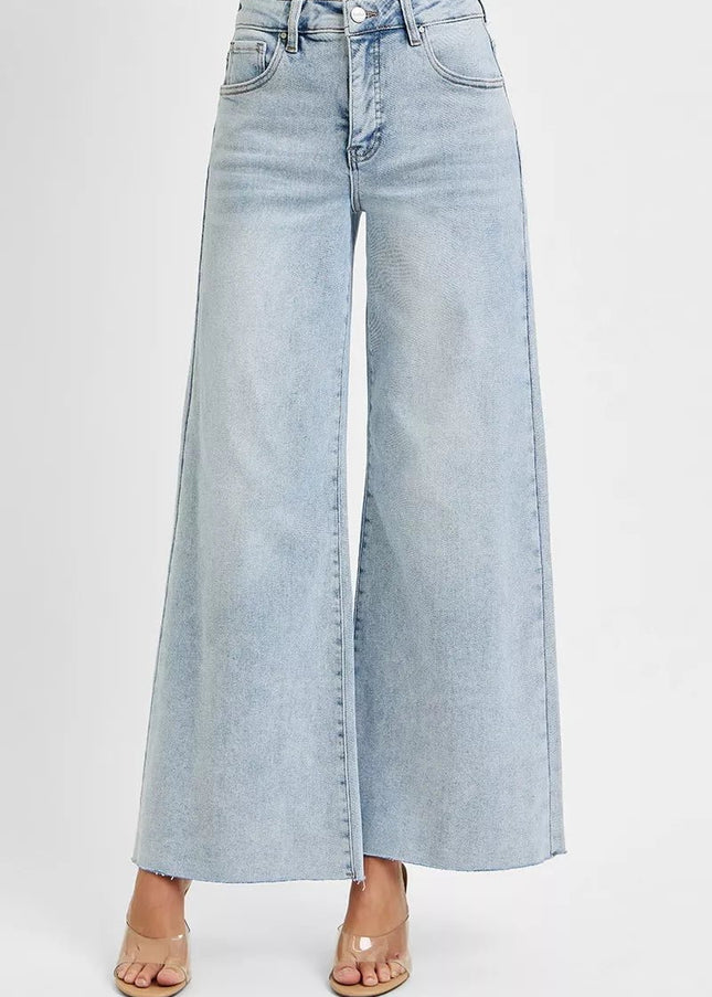 RISEN High Rise Ankle Wide Palazzo Jeans - Sleekdenim.com