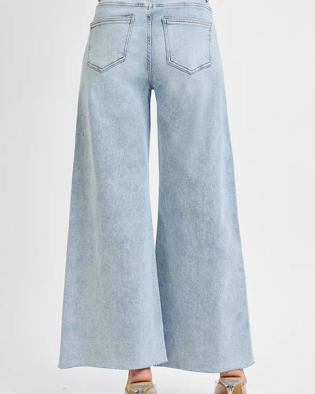 RISEN High Rise Ankle Wide Palazzo Jeans - Sleekdenim.com
