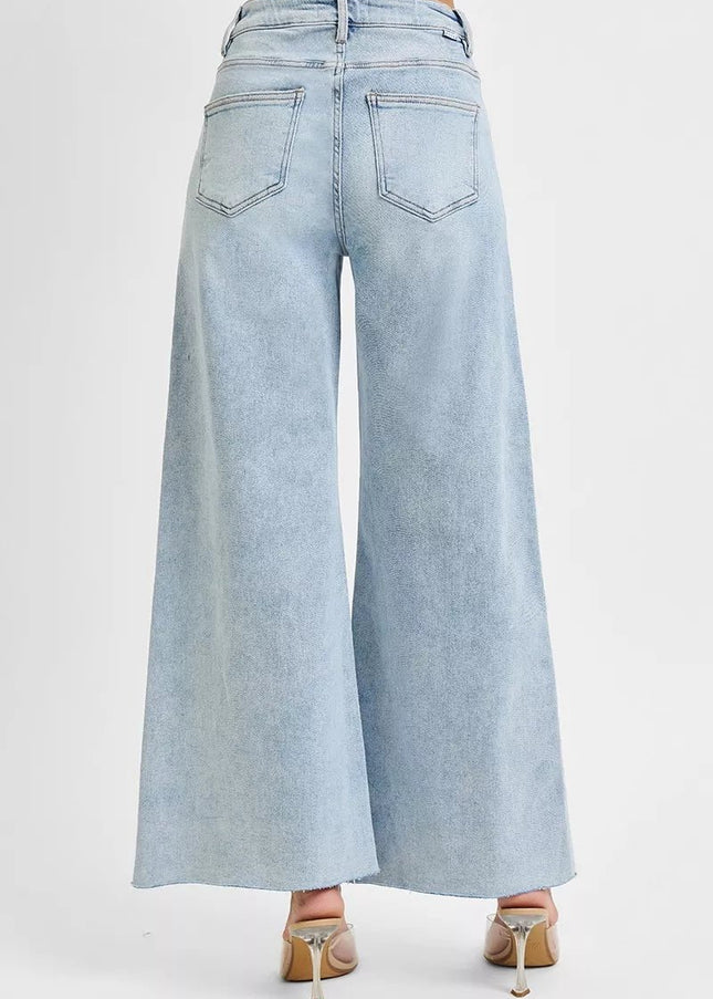 RISEN High Rise Ankle Wide Palazzo Jeans - Sleekdenim.com