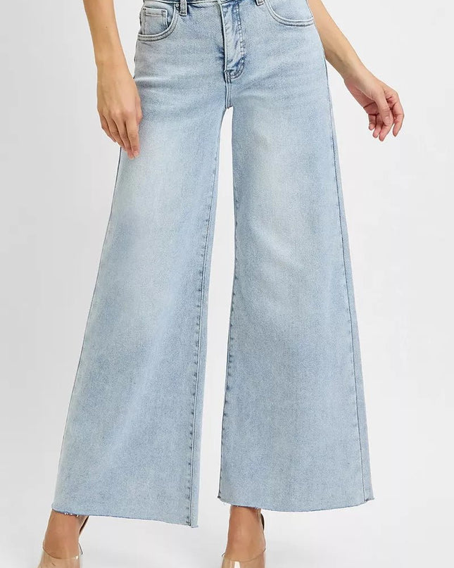 RISEN High Rise Ankle Wide Palazzo Jeans - Sleekdenim.com