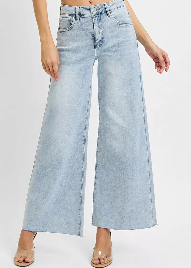 RISEN High Rise Ankle Wide Palazzo Jeans - Sleekdenim.com