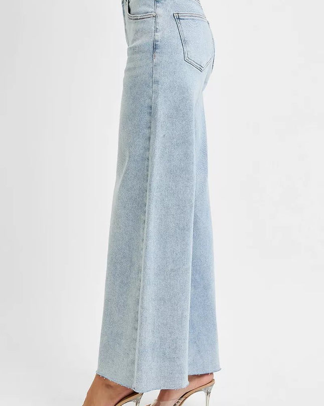 RISEN High Rise Ankle Wide Palazzo Jeans - Sleekdenim.com