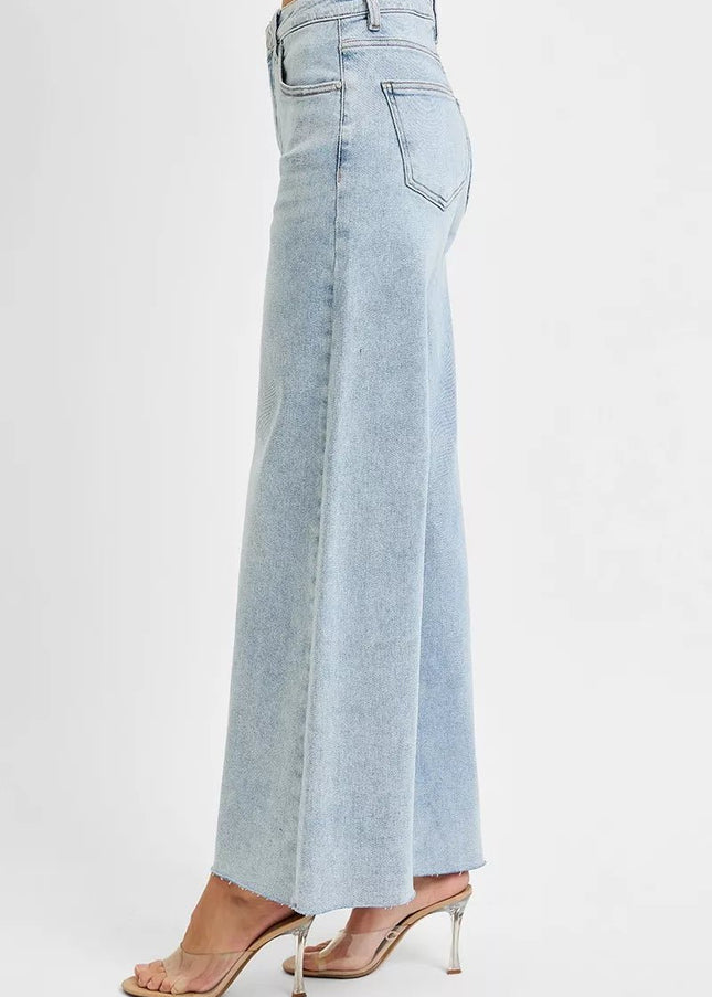 RISEN High Rise Ankle Wide Palazzo Jeans - Sleekdenim.com