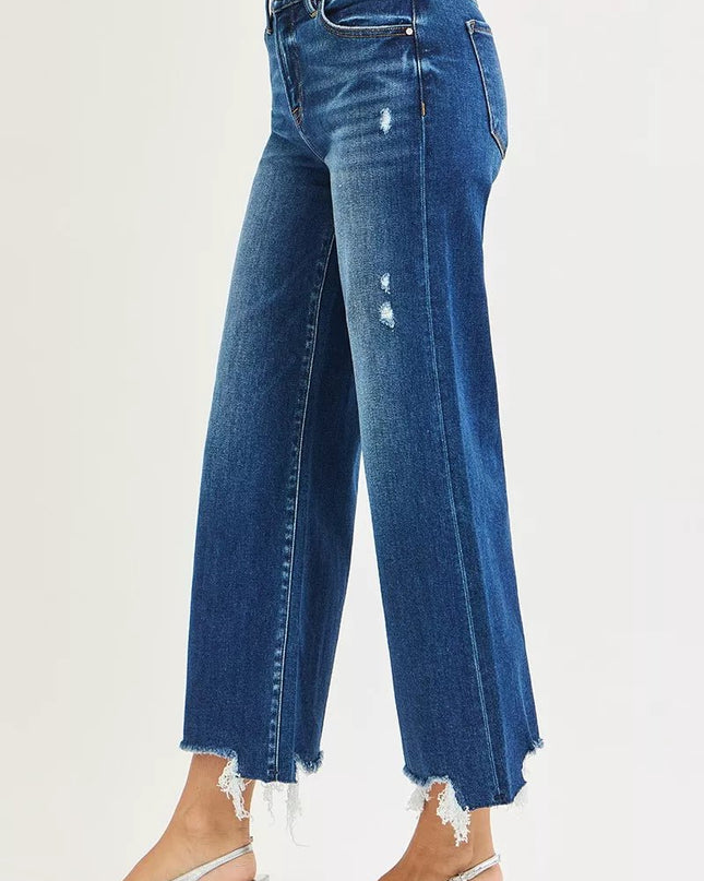 RISEN High Rise Crop Wide Leg Jeans - Sleekdenim.com