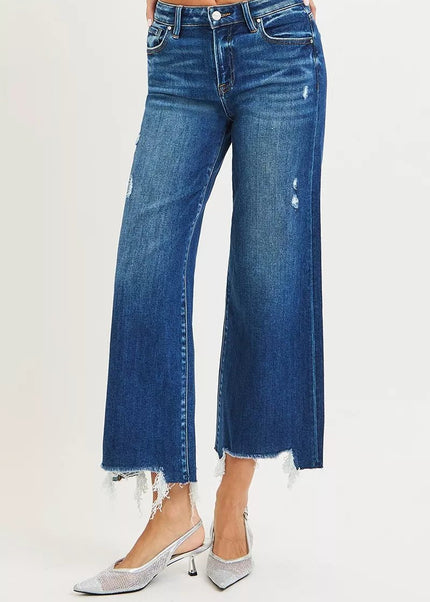 RISEN High Rise Crop Wide Leg Jeans - Sleekdenim.com