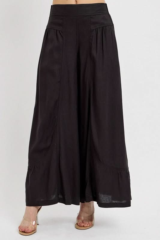 RISEN Shirring Detail Wide Leg Pants - Sleekdenim.com