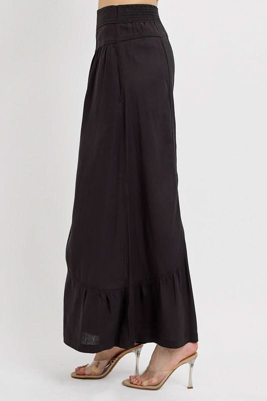 RISEN Shirring Detail Wide Leg Pants - Sleekdenim.com