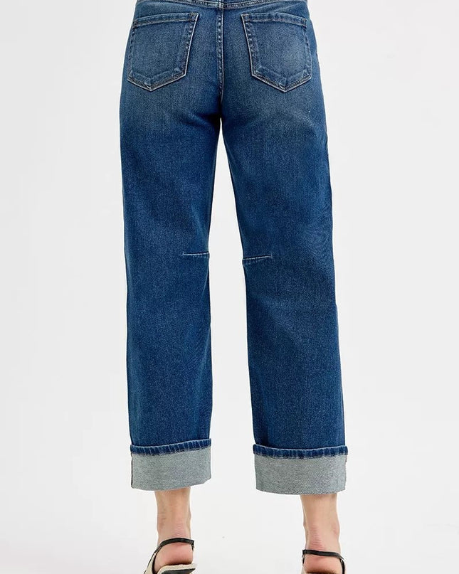 RISEN Slouchy Crop Barrel Cuffed Jeans - Sleekdenim.com
