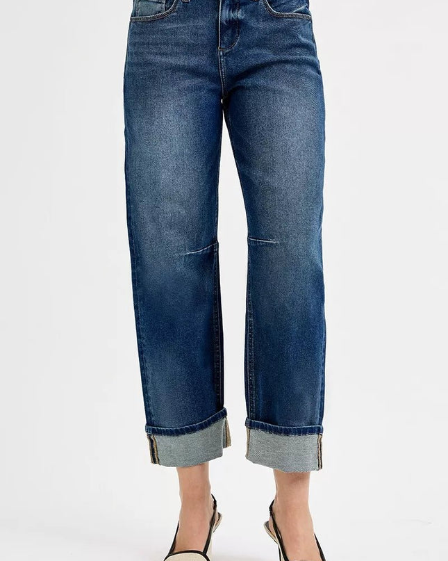 RISEN Slouchy Crop Barrel Cuffed Jeans - Sleekdenim.com