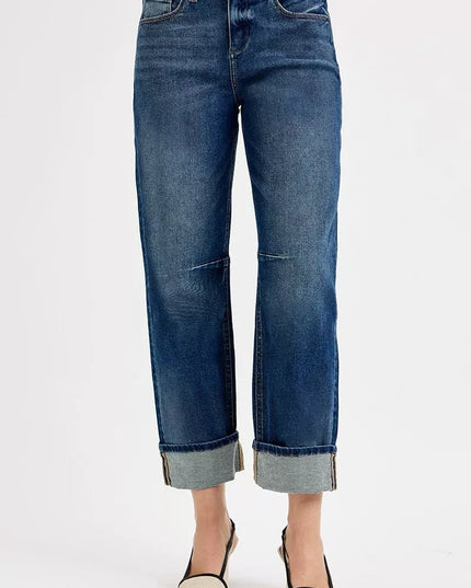 RISEN Slouchy Crop Barrel Cuffed Jeans - Sleekdenim.com