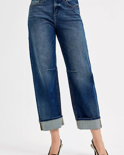 RISEN Slouchy Crop Barrel Cuffed Jeans - Sleekdenim.com