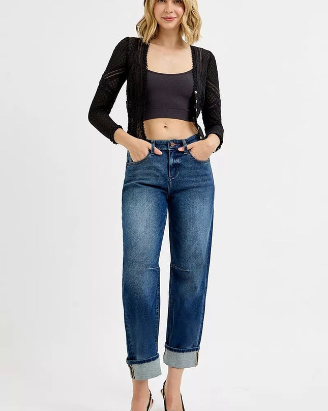 RISEN Slouchy Crop Barrel Cuffed Jeans - Sleekdenim.com