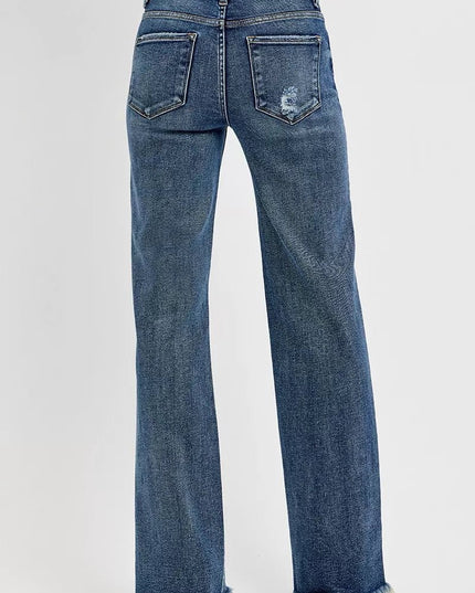 RISEN Tummy Control High Rise Long Straight Jeans - Sleekdenim.com
