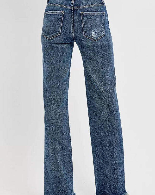 RISEN Tummy Control High Rise Long Straight Jeans - Sleekdenim.com