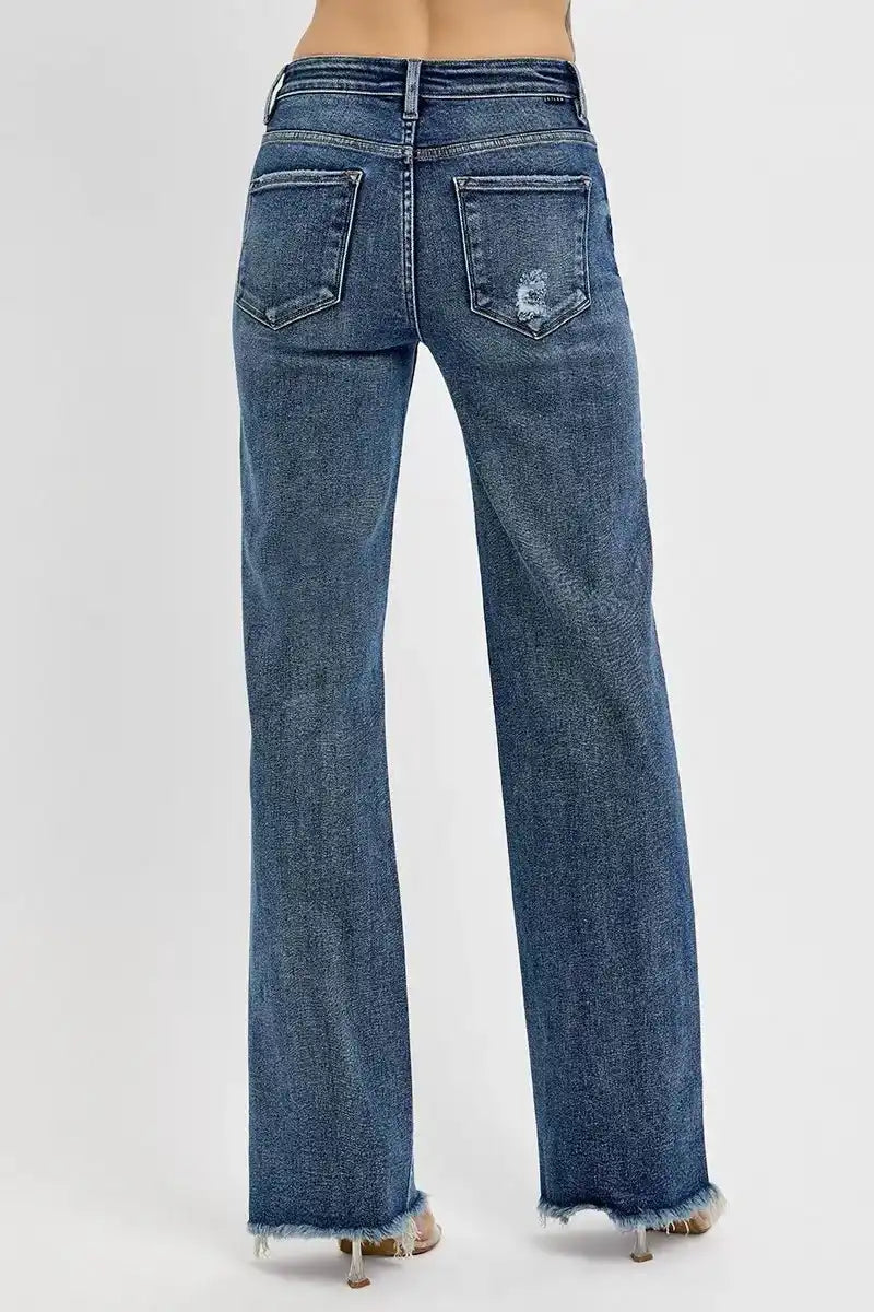 RISEN Tummy Control High Rise Long Straight Jeans PS21108 - Sleekdenim.com