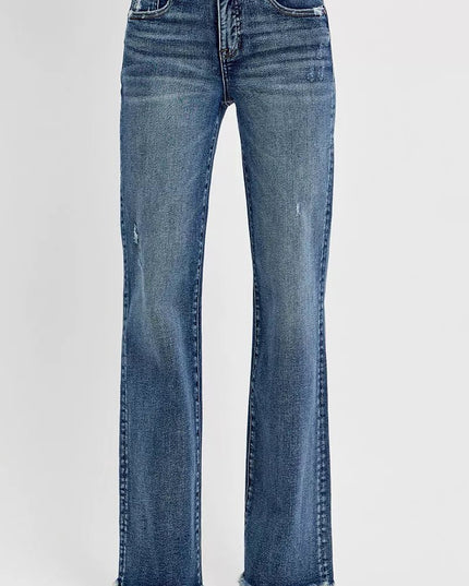 RISEN Tummy Control High Rise Long Straight Jeans - Sleekdenim.com