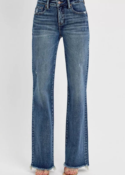 RISEN Tummy Control High Rise Long Straight Jeans - Sleekdenim.com
