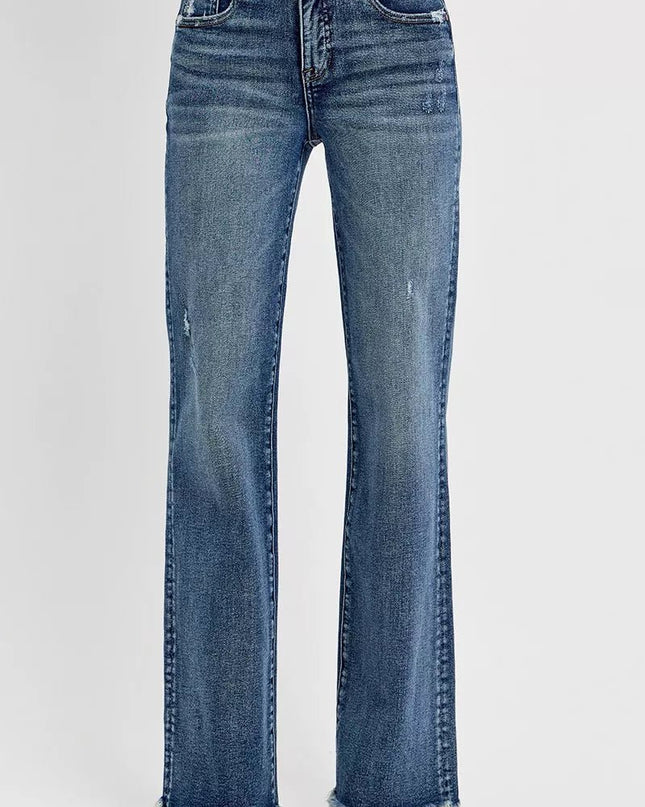 RISEN Tummy Control High Rise Long Straight Jeans - Sleekdenim.com