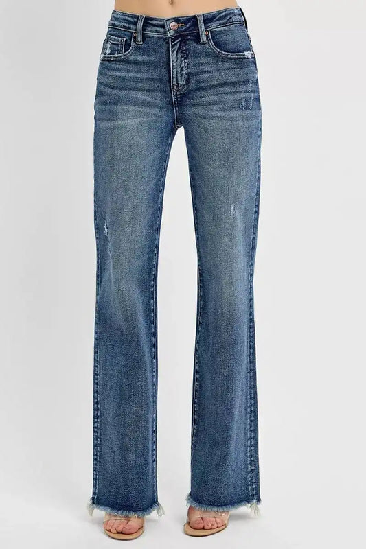 RISEN Tummy Control High Rise Long Straight Jeans PS21108 - Sleekdenim.com