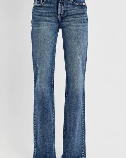 RISEN Tummy Control High Rise Long Straight Jeans - Sleekdenim.com