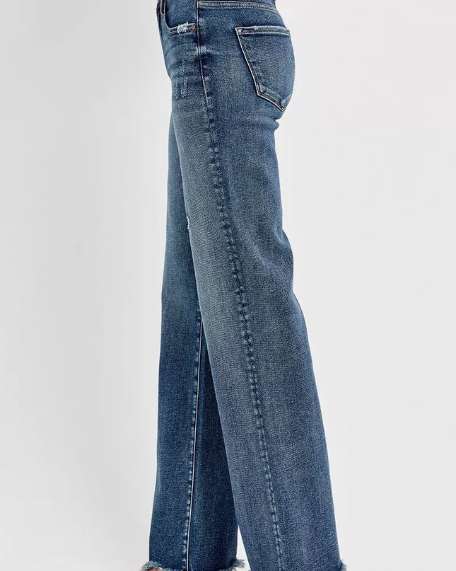 RISEN Tummy Control High Rise Long Straight Jeans - Sleekdenim.com